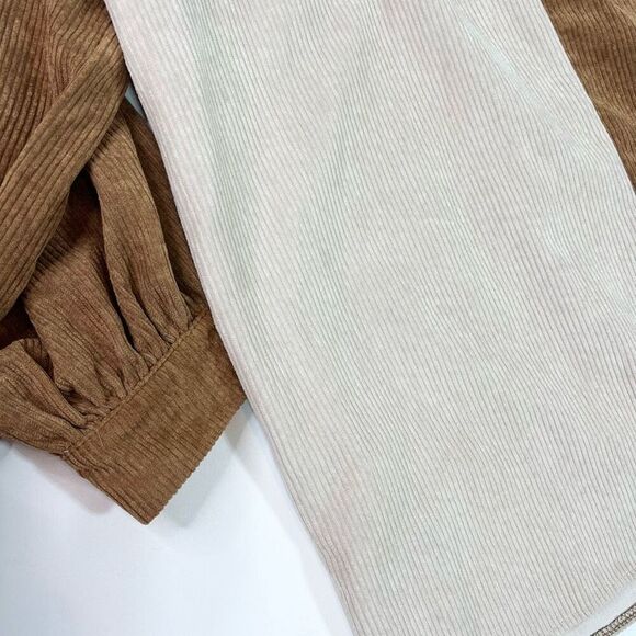 Nasty Gal Shirt Dress Womens 18 Button Up Corduroy Color Block patchwork fall - Picture 10 of 11